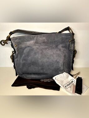 Coach Blue Suede Shoulder Bag